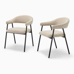 FurnitureboxUK 2x Delos Beige Fabric Dining Chairs - thumbnail 5