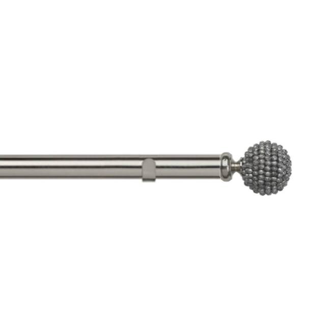 New Edge Blinds 28mm Fixed Length Metal Eyelet Curtain Pole Set - Mia Purple Finial in Silver - Size: 260 cm - image 1