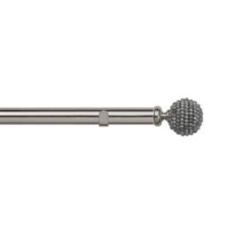 New Edge Blinds 28mm Fixed Length Metal Eyelet Curtain Pole Set - Mia Purple Finial in Silver - Size: 260 cm - thumbnail 1
