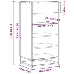 Berkfield Home Shoe Rack Grey Sonoma 48x38x97.5 cm Engineered Wood - thumbnail 9