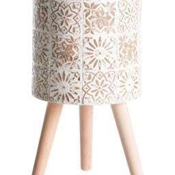 Wyld and Coco Off White Distressed MgO Plant Pot Beechwood Legs Indoor/Outdoor - thumbnail 2