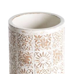Wyld and Coco Off White Distressed MgO Plant Pot Beechwood Legs Indoor/Outdoor - thumbnail 4