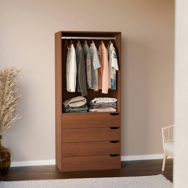 sweeek Modular open wardrobe drawer & rail unit in Dark Brown - image 1