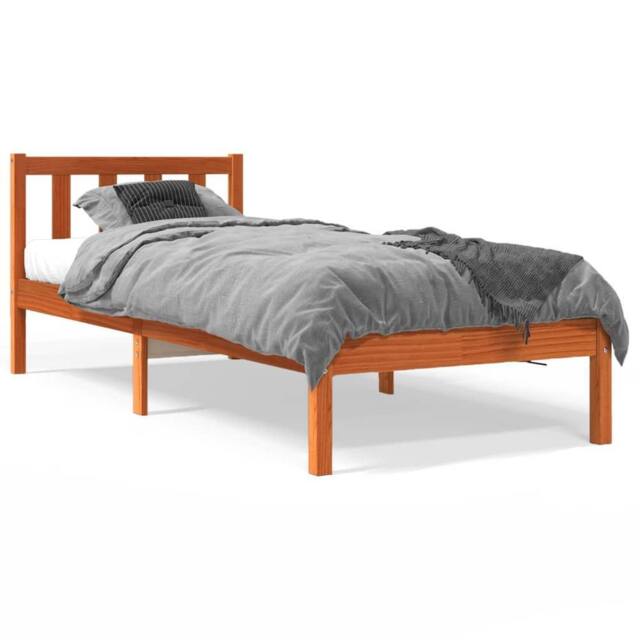 Berkfield Home Bed Frame without Mattress Wax Brown 90x190 cm Single Solid Wood Pine - image 1