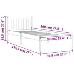 Berkfield Home Bed Frame without Mattress Wax Brown 90x190 cm Single Solid Wood Pine - thumbnail 9