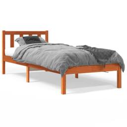 Berkfield Home Bed Frame without Mattress Wax Brown 90x190 cm Single Solid Wood Pine - thumbnail 1