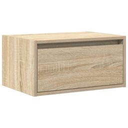 Berkfield Home Wall-mounted Bedside Cabinet with LED Lights Sonoma Oak in Brown - thumbnail 6