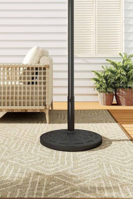 Living and Home 14KG Weatherproof Resin Base for 38mm Parasols - Heavy Duty Round Outdoor Stand in Black - image 1