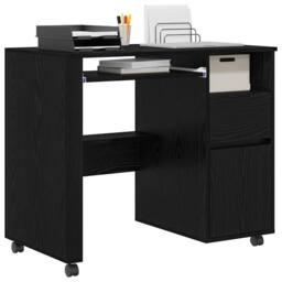 Berkfield Home Black Oak Computer Desk Black Oak Engineered wood, Metal Medium - thumbnail 3