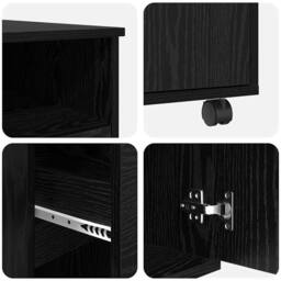 Berkfield Home Black Oak Computer Desk Black Oak Engineered wood, Metal Medium - thumbnail 9