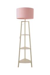 ValueLights Hiru Cream 3 Tier Wooden Shelf Floor Lamp with Drum Shade & Bulb in Pale Pink - thumbnail 6