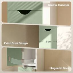 KORVIXA Light‑Green Freestanding Bathroom Storage Cabinet with 2‑Tier Shelf - Size: 100 cm x 100 cm - thumbnail 5