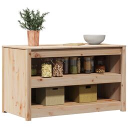 Berkfield Home Kitchen Cabinet Untreated Pinewood Medium Rectangular in Brown - thumbnail 3