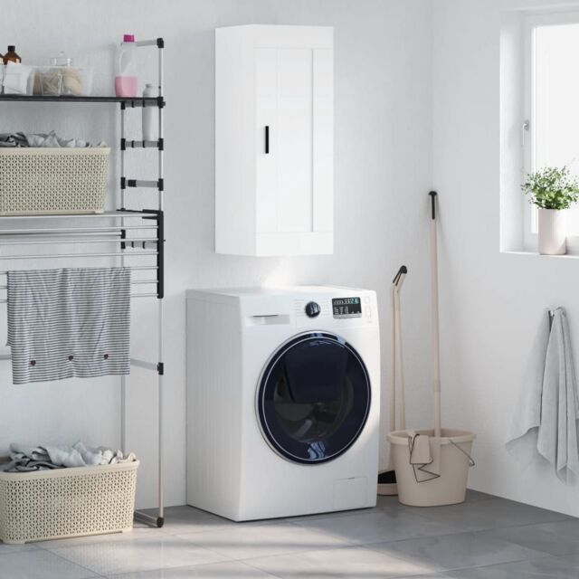 Berkfield Home Wall Mounted Cabinet White 34.5x34x90 cm Engineered Wood - image 1