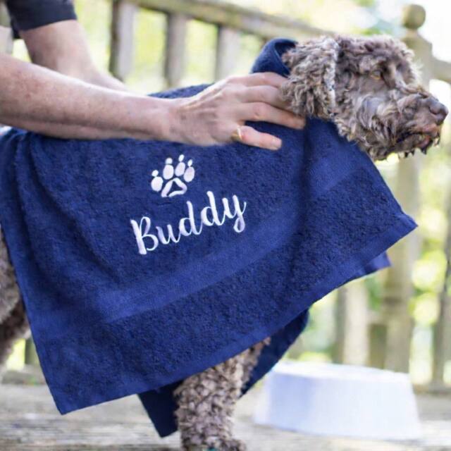 Duncan Stewart Personalised Dog Towel in Navy - image 1