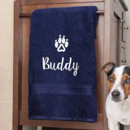 Duncan Stewart Personalised Dog Towel in Navy - thumbnail 2