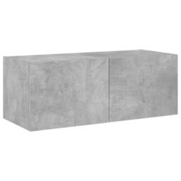 Berkfield Home TV Wall Cabinet with LED Lights Concrete Grey 80x35x31 cm - Size: 80 x 35 x 31 cm - thumbnail 7