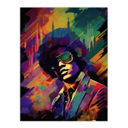 "Artery8 Wall Art Print Motown Music Singer Vibrant Conceptual Artwork With City Skyline Poster - Size: W24"" x H32""" - thumbnail 1