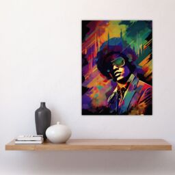 "Artery8 Wall Art Print Motown Music Singer Vibrant Conceptual Artwork With City Skyline Poster - Size: W24"" x H32""" - thumbnail 4