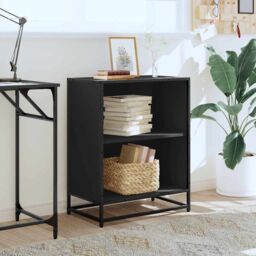 Berkfield Home Book Cabinet Black 60x35x76 cm Engineered Wood - Size: 60 x 35 x 76 cm - thumbnail 3
