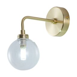 First Choice Lighting Toner - Satin Brass with Clear Glass Globe Wall Light in Gold - thumbnail 2