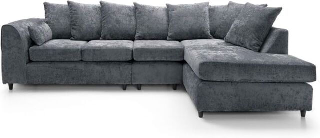 Furniture 786 Chenille Fabric 5 seater Right Hand Facing Corner Sofa in Grey - image 1