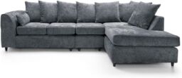 Furniture 786 Chenille Fabric 5 seater Right Hand Facing Corner Sofa in Grey - thumbnail 1