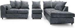 Furniture 786 Chenille Fabric 5 seater Right Hand Facing Corner Sofa in Grey - thumbnail 3