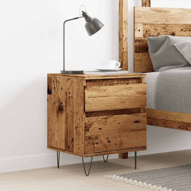 Berkfield Home Modern Bedside Cabinet Old Wood 40x35x50 cm Engineered Wood in Brown - Size: 40 x 35 x 50 cm - image 1