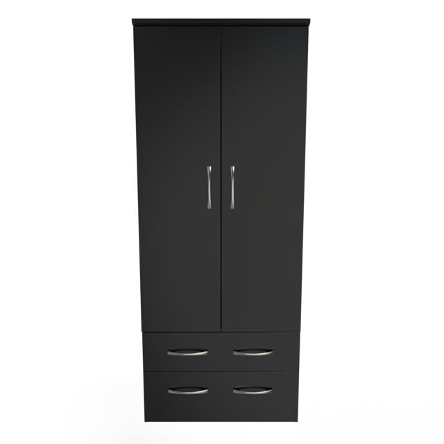 Ready Assembled 2 U Hampshire 2 Door 2 Drawer Wardrobe (Ready Assembled) in Black - image 1