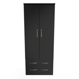 Ready Assembled 2 U Hampshire 2 Door 2 Drawer Wardrobe (Ready Assembled) in Black - thumbnail 1