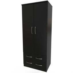Ready Assembled 2 U Hampshire 2 Door 2 Drawer Wardrobe (Ready Assembled) in Black - thumbnail 3