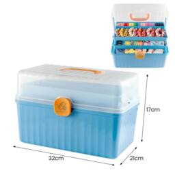 SPETLEK 12inch Multipurpose Storage Organizer with Dividers Plastic Tool Box in Blue - thumbnail 2