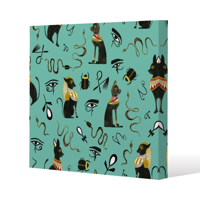 Benjamin Tate Design Hand Painting Abstract, Ancient Egypt Horus Eye Signs (Canvas Print) / 61 x 61 x 4cm in Natural - Size: 61 x 61 x 4 cm - image 1