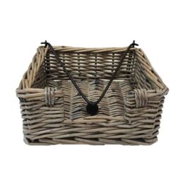 Red Hamper Wicker Antique Wash Napkin Holder in Brown