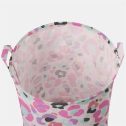 OHS Kids Leopard Print Laundry Basket Clothes Storage Toy Organiser in Pink - thumbnail 5