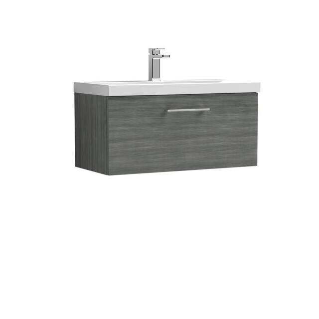 Balterley Bathroom Wall Hung 1-Drawer Vanity Basin, Anthracite, 800mm in Grey - image 1