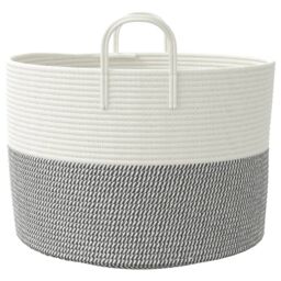 Berkfield Home Storage Basket Grey & White √ò51x33 cm Cotton - Size: 51x33 cm - thumbnail 5