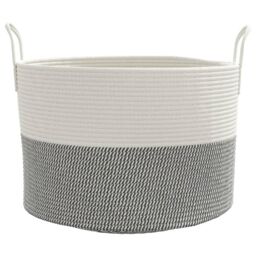 Berkfield Home Storage Basket Grey & White √ò51x33 cm Cotton - Size: 51x33 cm - thumbnail 4