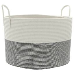 Berkfield Home Storage Basket Grey & White √ò51x33 cm Cotton - Size: 51x33 cm - thumbnail 2