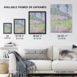 "Artery8 Poplars Pink Effect Landscape Monet Vintage Framed Wall Art Print - Size: W12"" x H16""" - thumbnail 3