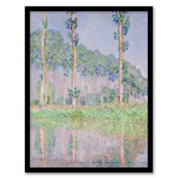 "Artery8 Poplars Pink Effect Landscape Monet Vintage Framed Wall Art Print - Size: W12"" x H16""" - thumbnail 1