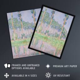 "Artery8 Poplars Pink Effect Landscape Monet Vintage Framed Wall Art Print - Size: W12"" x H16""" - thumbnail 2