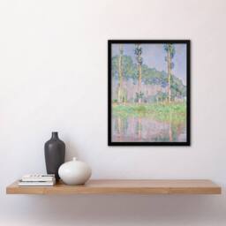 "Artery8 Poplars Pink Effect Landscape Monet Vintage Framed Wall Art Print - Size: W12"" x H16""" - thumbnail 4