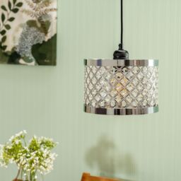 ValueLights Hadley Multi Drum Jewel Pendant Ceiling Floor Table Light Lamp Shade in Silver - thumbnail 2
