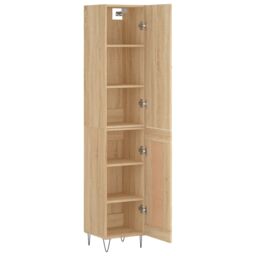 Berkfield Home Highboard Sonoma Oak 34.5x34x180 cm Engineered Wood in Brown - thumbnail 4