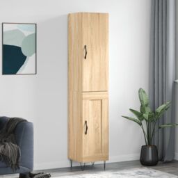 Berkfield Home Highboard Sonoma Oak 34.5x34x180 cm Engineered Wood in Brown - thumbnail 1