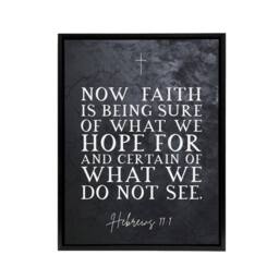 "Artery8 Hebrews 11 1 Faith Is Being Sure Bible Quote Framed Canvas Wall Art Print in Grey - Size: W24"" x H32""" - thumbnail 1
