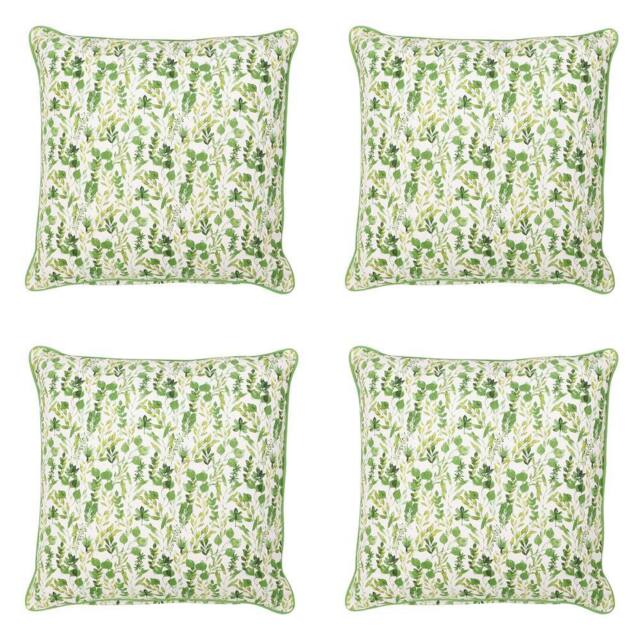 Dibor Set of 4 Large Green Leaf Print Sofa & Chair Cushions L50 x W50cm - Size: 50 cm x 50 cm - image 1