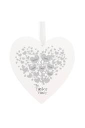 Personalised Memento Company Personalised Family Tree Large Wooden Heart in White - thumbnail 1